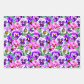 Colorful Violets Pansy Flower Pattern Inpakpapier Vel (Voorkant 3)