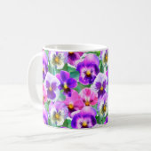 Colorful Violets Pansy Flower Pattern Koffiemok (Voorkant links)