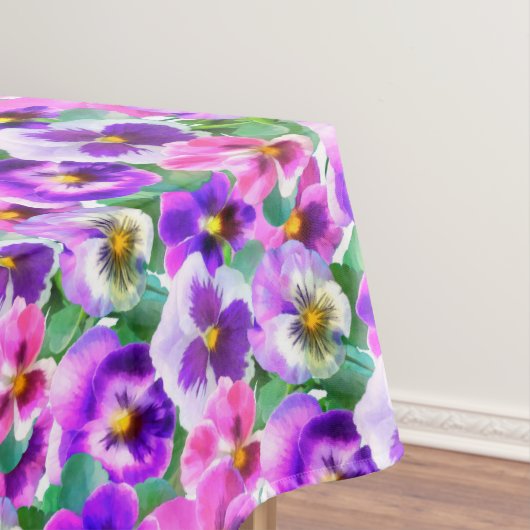 Colorful Violets Pansy Flower Pattern Tafelkleed (Voorbeeld)