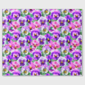 Colorful Violets Pansy Flowers Pattern Cadeaupapier (Vlak)
