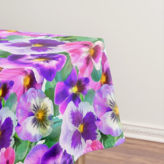 Colorful Violets Pansy Flowers Pattern Tafelkleed (Voorbeeld)