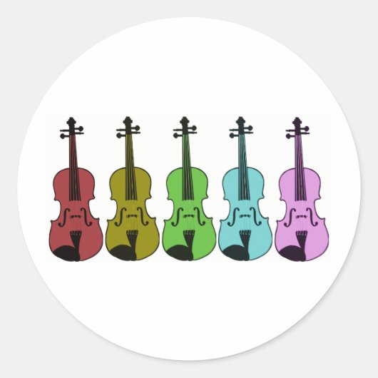 Colorful Violin Ronde Sticker (Voorkant)