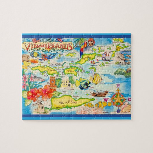 Colorful Virgin Islands Map 8x10 Legpuzzel (Horizontaal)
