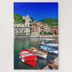 Colorful Vist Boats Cinque Terre Italy Reis Legpuzzel
