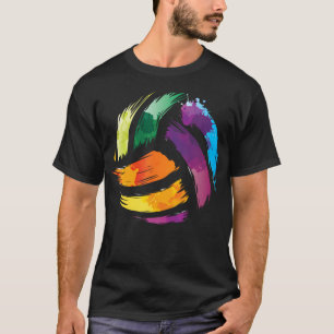 Colorful Volleyball Cute Colorsplash Ball Gift T-shirt