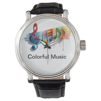Colorful Watch with Music Notes Horloge