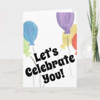 Colorful Watercolor Balloon Celebration Card Kaart