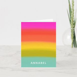 Colorful Watercolor Bright Rainbow Stripes Name