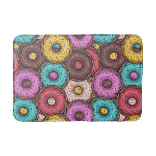 Colorful Watercolor Donuts with Sprinkles Pattern Badmat