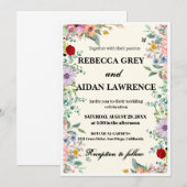 Colorful Watercolor Floral Wedding Invitation – Cu (Devant / Derrière)