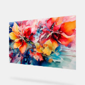 Colorful Watercolor Flowers Vibrant Art Acryl Bord (Hoek)