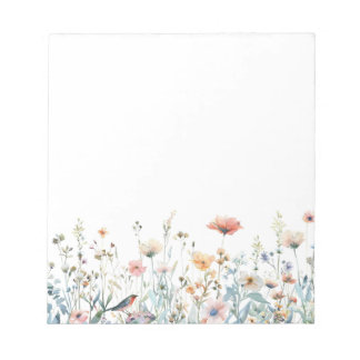 Colorful Watercolor Spring Blooms Floral Notepad Notitieblok