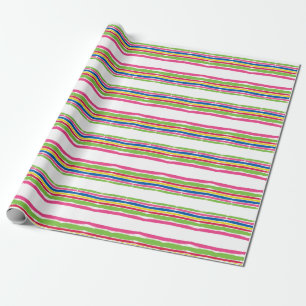Colorful Watercolor Strokes, Christmas Stripes Cadeaupapier