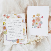 Colorful Watercolor Wildflower Wedding Invitation
