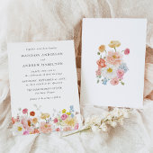 Colorful Watercolor Wildflower Wedding Invitation