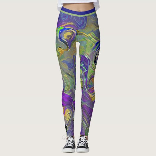Colorful Waterverf Abstract Artsy Pattern Leggings (Voorkant)