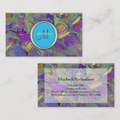 Colorful Waterverf Abstract Patroonmonogram Visitekaartje (Voorkant / Achterkant)