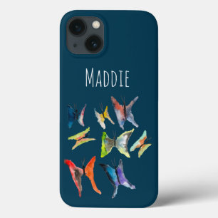Colorful waterverf butterflies Hoesje-Mate iPhone 13 Hoesje