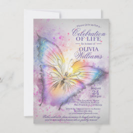 Colorful Waterverf Butterfly Celebration of Life Kaart