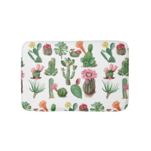 Colorful Waterverf Cactus & Succulents Flowers Badmat