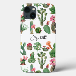 Colorful Waterverf Cactus & Succulents Flowers iPhone 13 Hoesje