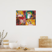 Colorful waterverf Collage Vrijheidsbeeld Poster (Keuken)