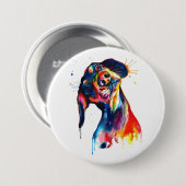 Colorful Waterverf Dachshund Button (Voorkant /achterkant)