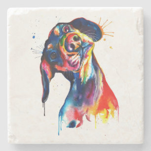 Colorful Waterverf Dachshund Onderzetter