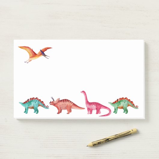 Colorful Waterverf Dinosaur Post-it® Notes (Op bureau)