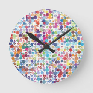 Colorful Waterverf Dot Pattern Ronde Klok