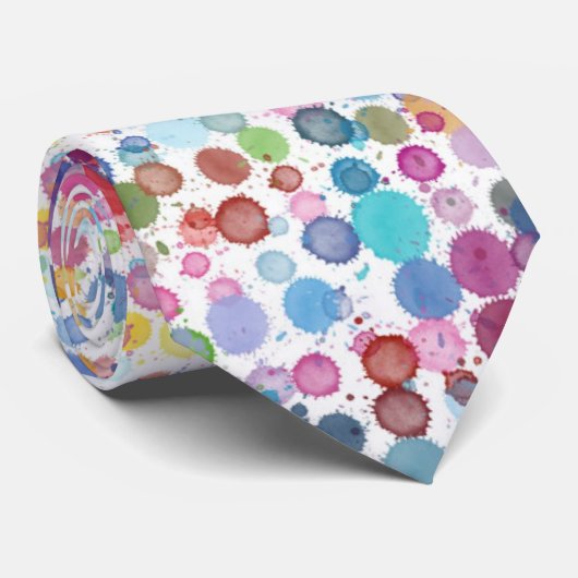Colorful Waterverf Dot Pattern Stropdas (Opgerold)