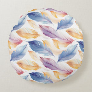 Colorful Waterverf Feathers Rond Kussen