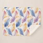 Colorful Waterverf Feathers Sherpa Deken (Voorkant (horizontaal))