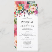 Colorful Waterverf Flower Garden Wedding Programme Programma (Voorkant / Achterkant)