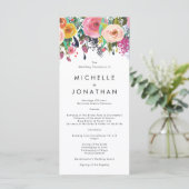 Colorful Waterverf Flower Garden Wedding Programme Programma (Staand voorkant)