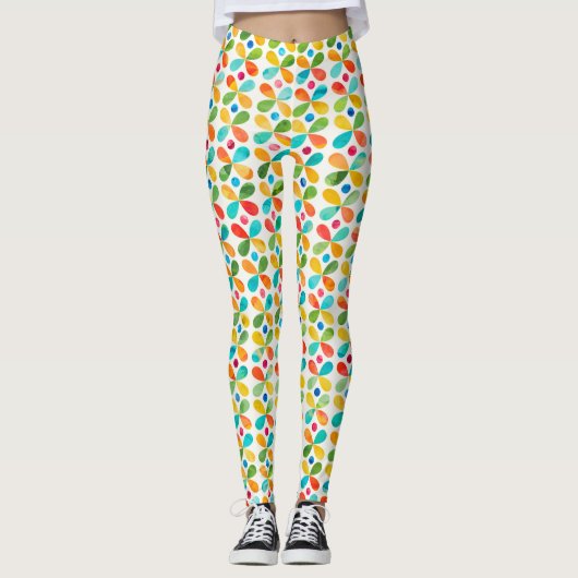 Colorful Waterverf Flower Pattern Leggings (Voorkant)