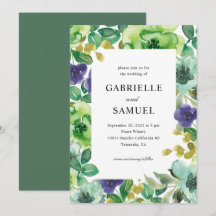Colorful Waterverf Flowers Sage Green Wedding
