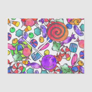 Colorful Waterverf Hand Drawn Snoep Patroon Tissuepapier