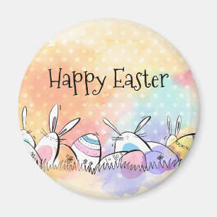 Colorful Waterverf Happy Easter Magneet