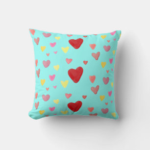 Colorful Waterverf Hearts Love Pattern Kussen
