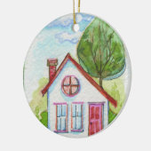 Colorful Waterverf House Keramisch Ornament (Links)
