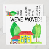 Colorful waterverf house New address card Aankondiging (Voorkant / Achterkant)