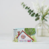 Colorful Waterverf House Visitekaartje (Staand voorkant)