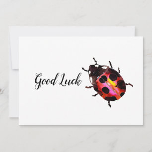 Colorful Waterverf Ladybug Good Luck Card Bedankkaart