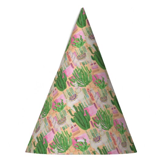 Colorful Waterverf Llama Pattern Feesthoedjes (Links)