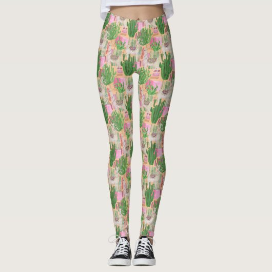 Colorful Waterverf Llama Pattern Leggings (Voorkant)
