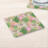 Colorful Waterverf Llama Pattern Vierkante Kartonnen Onderzetter (Schuin)