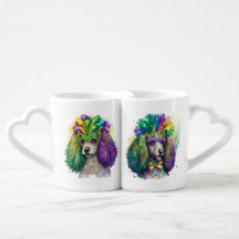 COLORFUL WATERVERF MARDI GRAS FRENCH POODLES