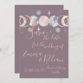 Colorful Waterverf Moons Save The Date (Voorkant / Achterkant)