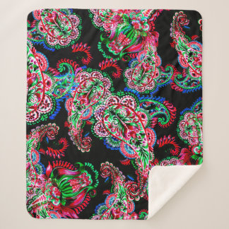 Colorful waterverf paisley floral illustration pa sherpa deken